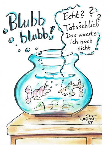 Cartoon: Tatsächlich (medium) by TomPauLeser tagged tatsächlich,echt,tatsache,blubb,wahrhaftig,fische,aquarium,versteck,verstecken,luftblasen,algen,goldfische,clownsfisch