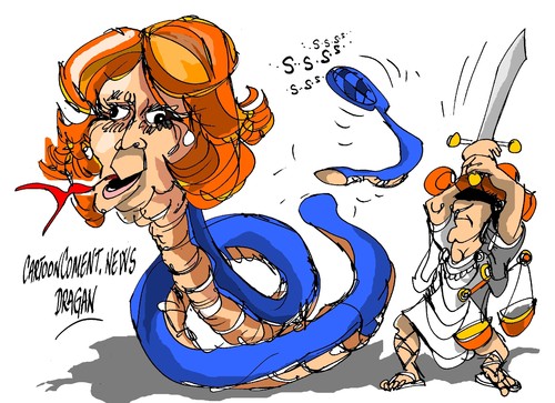 Cartoon: Esperanza Aguirre-Justicia (medium) by Dragan tagged esperanza,aguirre,madrid,partido,popular,pp,justicia,politics,cartoon