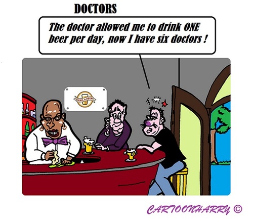 Cartoon: Six Beers (medium) by cartoonharry tagged bar,guys,doctors,beers