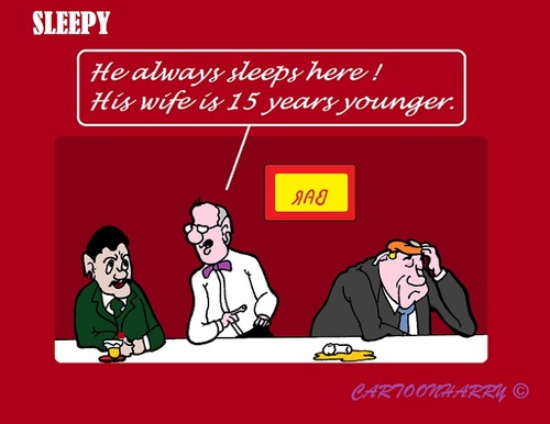 Cartoon: Sleepy (medium) by cartoonharry tagged bar,sleepy,tired,wife,young