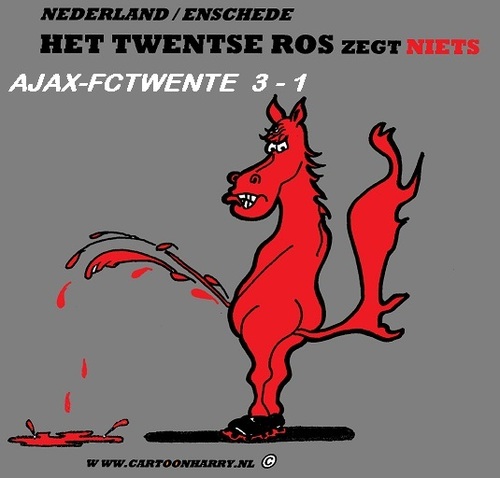 Cartoon: SoccerChampion Ajax (medium) by cartoonharry tagged soccer,ajax,fctwente,ros,horse,cartoon,holland,champion,cartoonharry,cartoonist,dutch