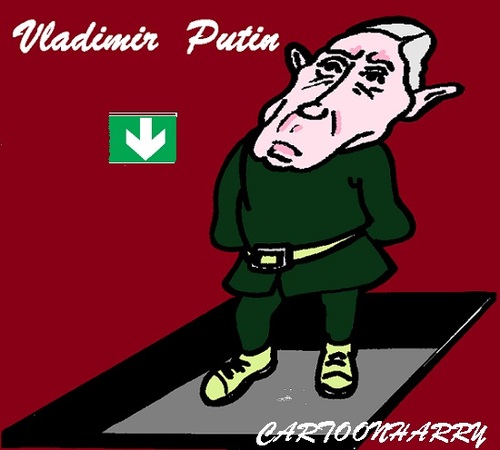 Cartoon: Vladimir Putin (medium) by cartoonharry tagged putin,down,russia,caricature,cartoon,cartoonist,cartoonharry,dutch,toonpool