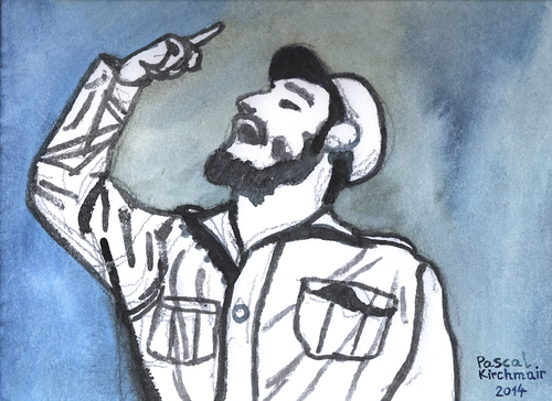 Cartoon: Fidel Castro (medium) by Pascal Kirchmair tagged fidel,castro,kuba,cuba,speech,rede,caricature,karikatur,cartoon,aquarell,watercolour