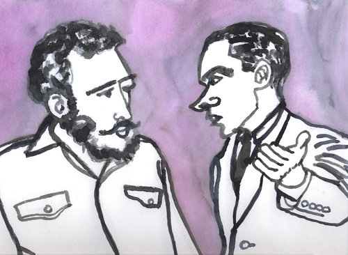 Cartoon: Castro meets Nixon (medium) by Pascal Kirchmair tagged illustration,cartoon,karikatur,caricature,usa,kuba,cuba,nixon,richard,castro,fidel