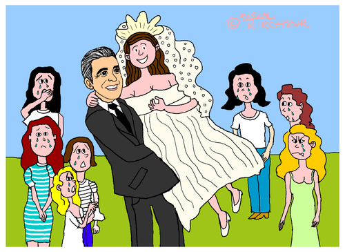 Cartoon: George Clooney (medium) by Pascal Kirchmair tagged amal,alamuddin,hochzeit,cartoon,karikatur,george,clooney,mariage,dessin,humour,humoristique,caricature