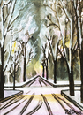 Cartoon: Winterallee in Innsbruck (small) by Pascal Kirchmair tagged winter,allee,innsbruck,aquarell,painting,watercolour,malerei