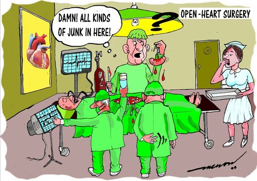 Cartoon: open heart surgery (medium) by kar2nist tagged heart,surgery,world,day,mistaes