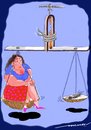 Cartoon: feather weight woman (small) by kar2nist tagged weight,feather,obese,scales