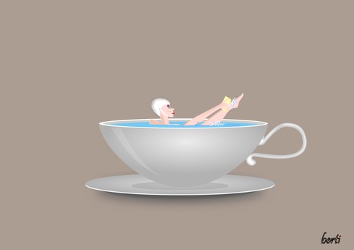 Cartoon: Bathing Cup (medium) by berti tagged bathing,cup,bath,baden,tasse,bad