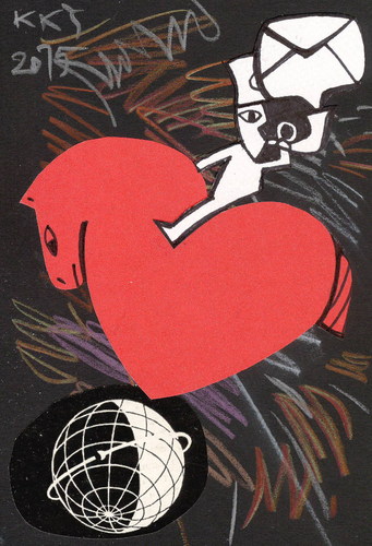 Cartoon: Valentines Day post (medium) by Kestutis tagged kunst,art,lithuania,kestutis,horse,woman,man,love,heart,postcard,erotic,dada,post,mailbox,day,valentines,valentinstag
