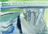 Cartoon: Under the bridge over the river (small) by Kestutis tagged etude watercolor kestutis lithuania art kunst bridge river