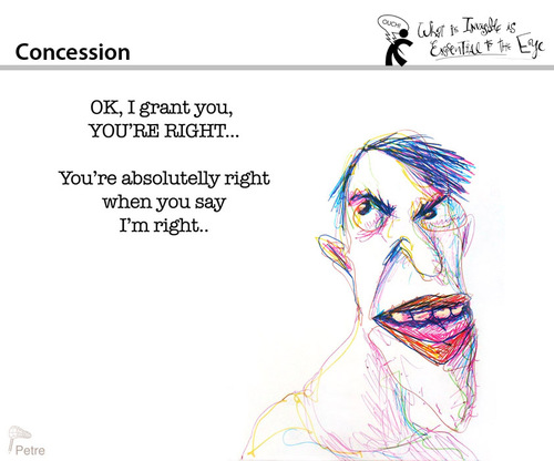 Cartoon: Concession (medium) by PETRE tagged ok,right,wrong