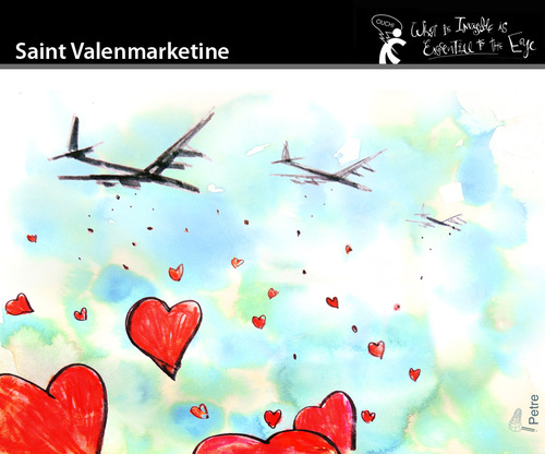 Cartoon: Saint Valenmarketine (medium) by PETRE tagged valentine,lovers,marketing