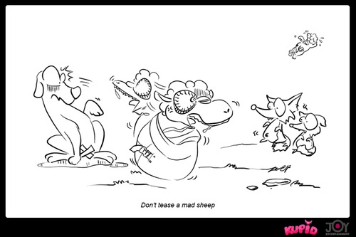 Cartoon: Do not tease a mad sheep (medium) by thinhpham tagged sheep,kupid,mad,funny,zenchip