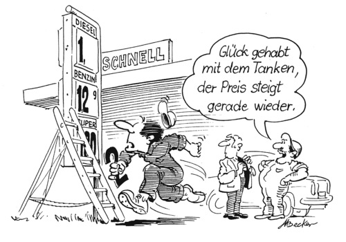 Cartoon: Tankstress (medium) by Michael Becker tagged tankstelle,benzinpreis,ölpreis,tankwart