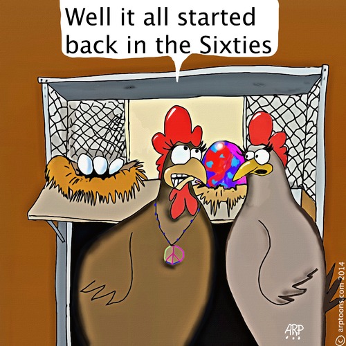 Cartoon: Chicken from the 60s (medium) by tonyp tagged arp,chickens,eggs,arptoons