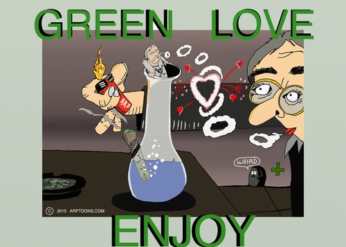 Cartoon: GREEN LOVE (medium) by tonyp tagged arp,420,bong,pot,legal,usa,arptoons,science