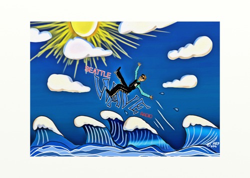 Cartoon: Riding the WAVE (medium) by tonyp tagged arp,wave,seattle,radio,music