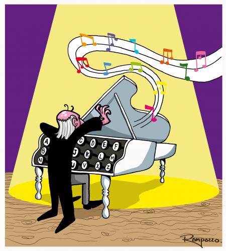 Cartoon: Composers (medium) by Marcelo Rampazzo tagged composers,music,piano,illustration,illustrationen,klavier,piano,flügel,pianist,musiker,klassik,schreibmaschine,tasten,tastatur,melodie,sound,komposition,dirigent