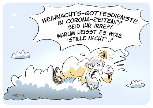 Cartoon: Weihnachtsgottesdienst (medium) by FEICKE tagged corona,feicke,weihnachten,lockdown,gottesdienst,gott,wolke,himmel,corona,feicke,weihnachten,lockdown,gottesdienst,gott,wolke,himmel
