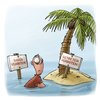 Cartoon: LACHHAFT Cartoon No. 246 (small) by LACHHAFT tagged einsame,insel,strand,palme,verbotsschilder,baden,betreten,schwimmen,schiffbrüchiger,gestrandet,sommer,summer,holydays,beach