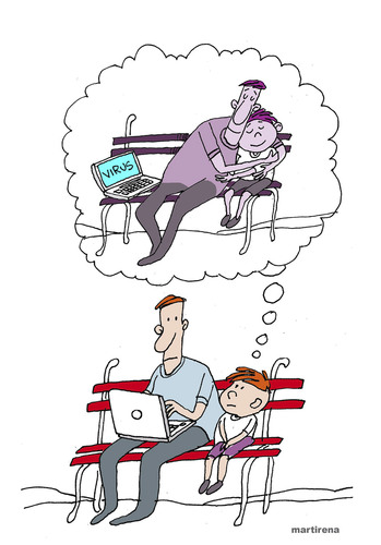 Cartoon: Computers and leisure. (medium) by martirena tagged computers,mobiles