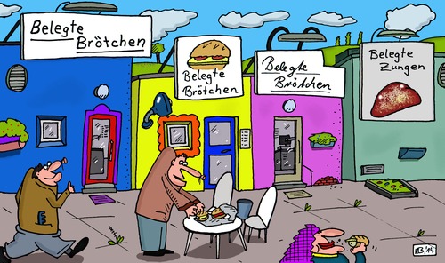 Cartoon: Speise (medium) by Leichnam tagged speise,belegte,brötchen,zungen,käse,wurst,semmeln,guten,appetit,essen,verkauf,lebensmittel,zum,mitnehmen