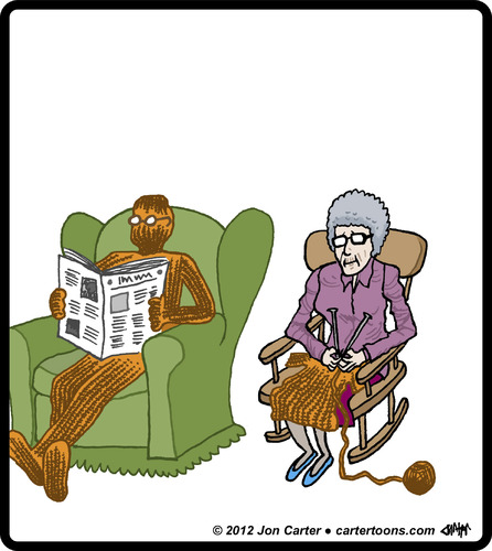 Cartoon: Knit Husband (medium) by cartertoons tagged knit,knitting,crafts,hobby,hobbies,grandparents,marriage,couples,love,knit,knitting,crafts,hobby,hobbies,grandparents,marriage,couples,love