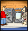 Cartoon: Barter Machine (small) by cartertoons tagged caveman,vending,machines,change,money,barter,bartering,hunter,gatherer