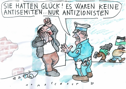 Cartoon: Antizionisten (medium) by Jan Tomaschoff tagged antisemitismus,gewalt,intoleranz,antisemitismus,gewalt,intoleranz