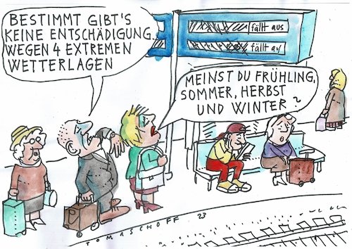 Cartoon: Bahn (medium) by Jan Tomaschoff tagged bahn,verspätungen,wetter,bahn,verspätungen,wetter