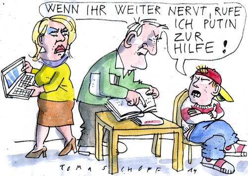 Cartoon: Drohung (medium) by Jan Tomaschoff tagged konfikte,eskalation,konfikte,eskalation