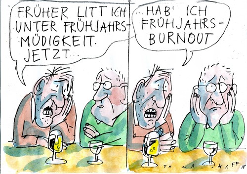Cartoon: Frühjahrsburnout (medium) by Jan Tomaschoff tagged burnout,psyche,burnout,psyche