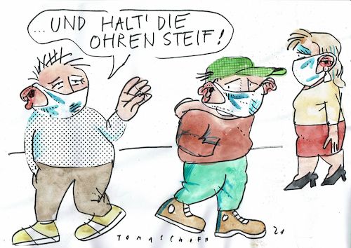 Cartoon: Ohren (medium) by Jan Tomaschoff tagged masken,ohren,corona,ansteckung,masken,ohren,corona,ansteckung
