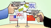 Cartoon: Kleiner Deal (small) by Harm Bengen tagged kleiner,deal,pistolen,usa,china,handelsstreit,handelskrieg,einigung,harm,bengen,cartoon,karikatur
