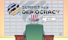 Cartoon: Summit for Democracy (small) by Harm Bengen tagged summit,for,democracy,demokratie,gipfel,usa,uncle,sam,schreibtisch,videokonferenz,monitore,harm,bengen,cartoon,karikatur