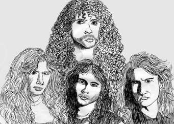 Cartoon: Megadeth (medium) by LeMommio tagged megadeth,heavy,metal,band