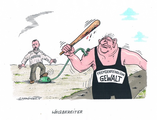 Cartoon: Rechter Wegbereiter Pegida (medium) by mandzel tagged pegida,bachmann,gewalt,rechtsradikalismus,pegida,bachmann,gewalt,rechtsradikalismus