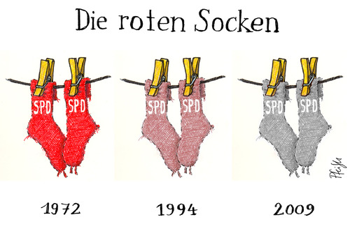 Cartoon: Die roten Socken (medium) by Andreas Pfeifle tagged rote,socken,spd,1972,1994,2009,wahl