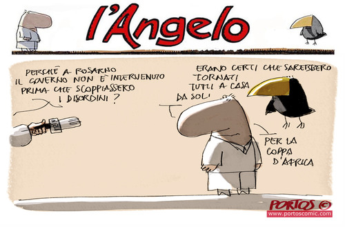 Cartoon: Angelo (medium) by portos tagged africani,rosarno,immigrati,disordini