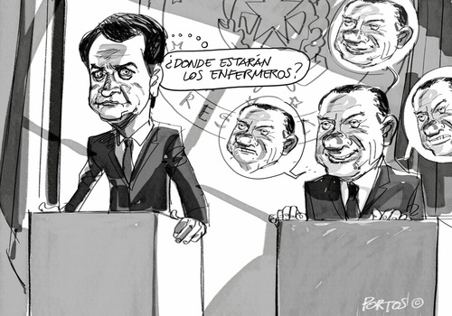 Cartoon: Zapatero-pensiero (medium) by portos tagged zapatero,berlusconi