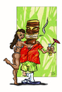 Cartoon: Tiki-Dude (small) by Toeby tagged tiki,hawaii,bikini,mädchen,girl,cocktail,strand,sommer,beach,summer,toeby