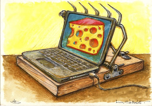 Cartoon: trapp-top (medium) by Liviu tagged mousetrap,laptop,cheese