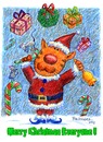 Cartoon: Merry Christmas 2011 (small) by dbaldinger tagged christmas,santa,cat,cats,bellringer,presents,candy,canes