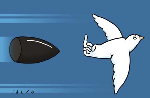 Cartoon: peaceflight (medium) by alexfalcocartoons tagged peaceflight