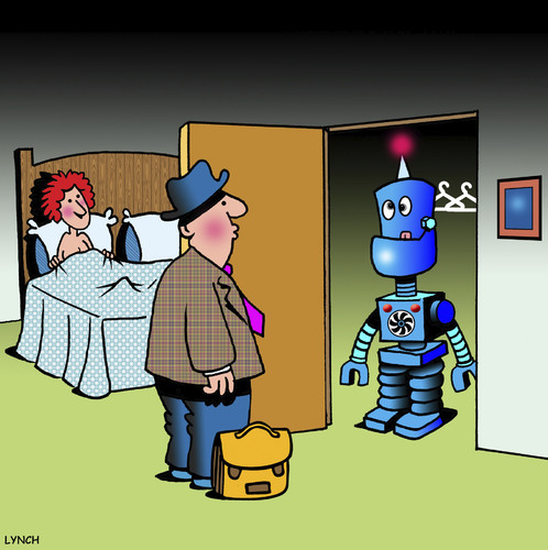 Cartoon: Bad robot (medium) by toons tagged robots,infidelity,toys,unfaithful,artificial,intelligence,blow,up,doll,robots,infidelity,sex,toys,unfaithful,artificial,intelligence,blow,up,doll