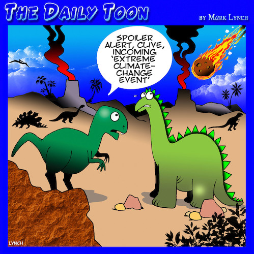 Cartoon: Climate change event (medium) by toons tagged dinosaurs,climate,change,meteors,ice,age,dinosaurs,climate,change,meteors,ice,age