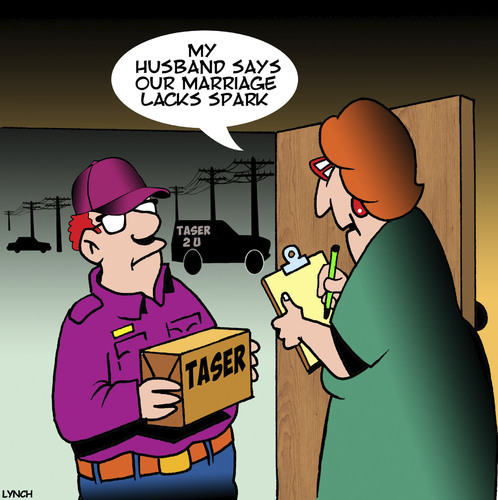 Cartoon: Lacks spark (medium) by toons tagged taser,sparks,online,shopping,taser,sparks,online,shopping