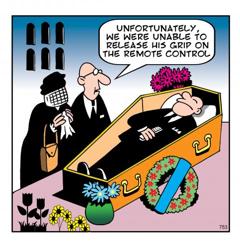 Cartoon: The remote (medium) by toons tagged remote,control,tv,video,death,funerals