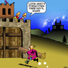 Cartoon: Forgot my keys (small) by toons tagged castle,siege,storm,the,lost,keys,medieval,castles,break,down,walls